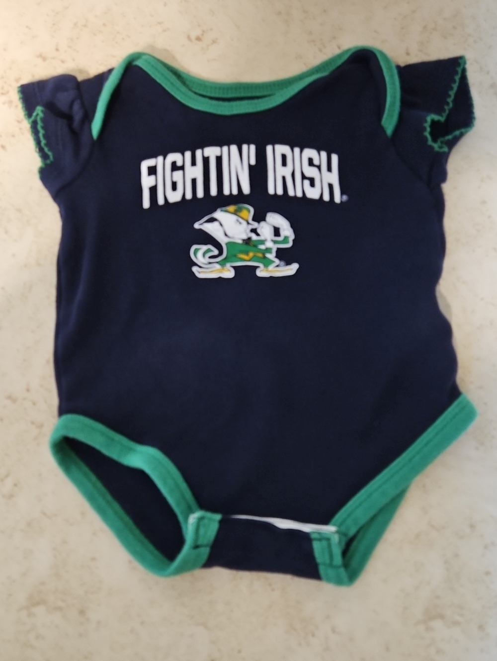 Fightin' Irish Navy & Green Baby Girl Onesie